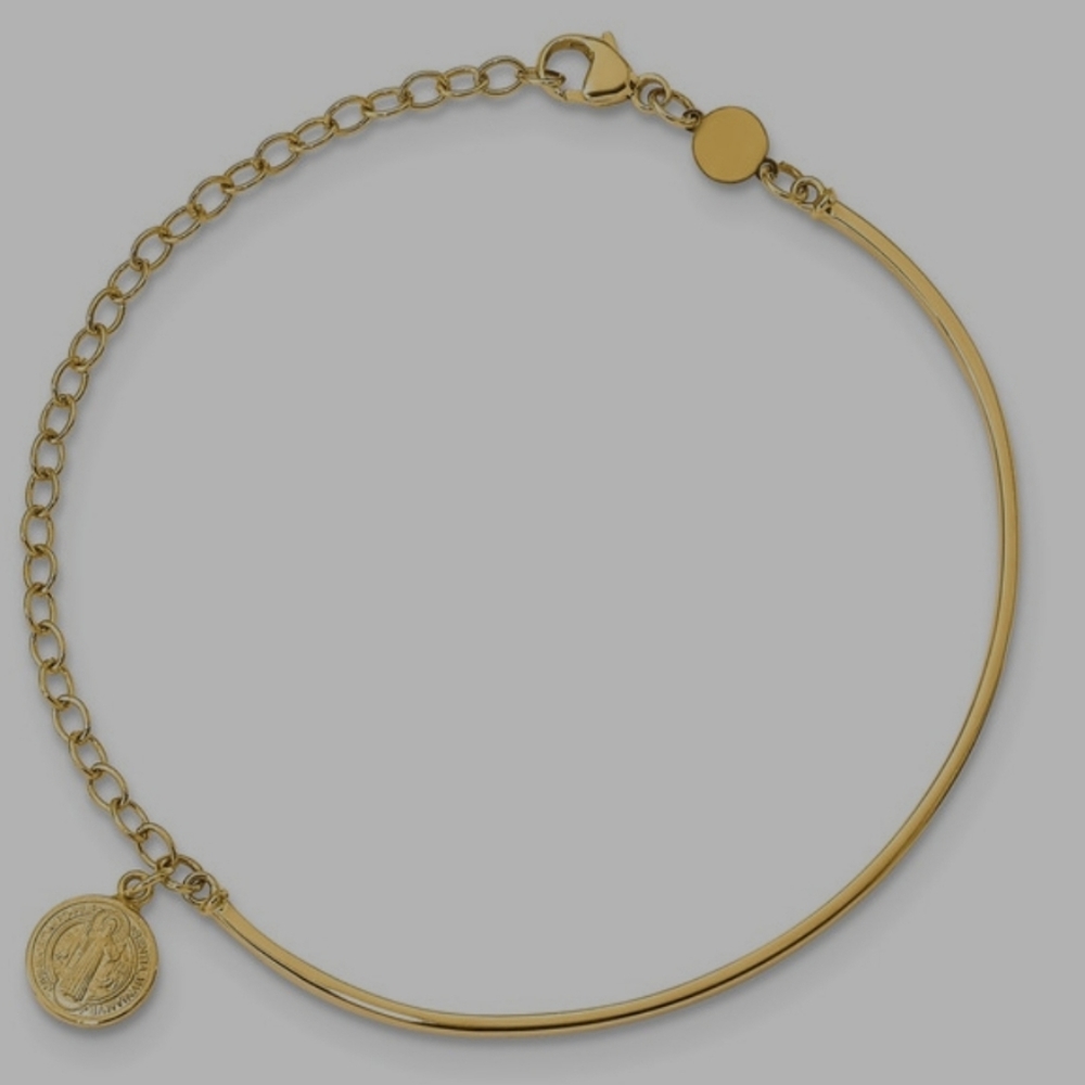 14k Yellow Gold Polished Religious Bangle Bracelet